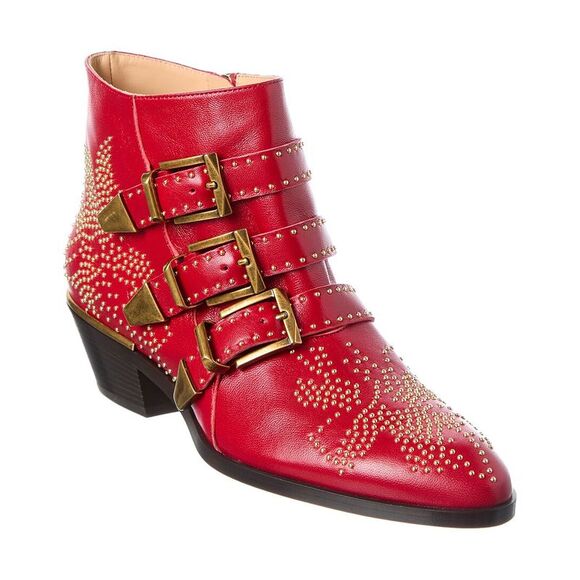 Chloé Shoes - Chloé Susanna Leather Bootie, Red
